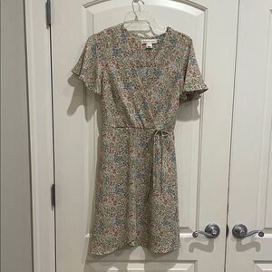 Monteau Multicolor Floral Faux Wrap Mini Dress